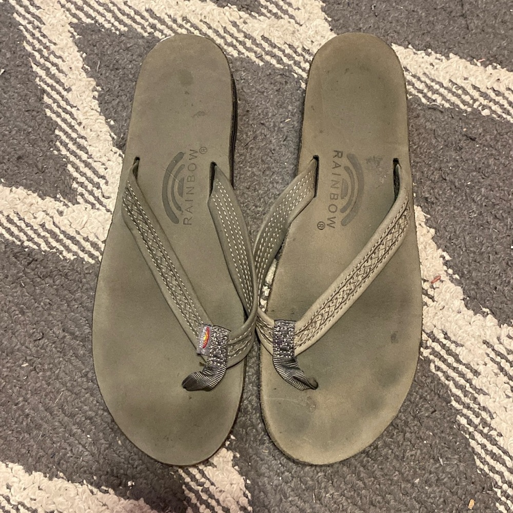 grey flip flops